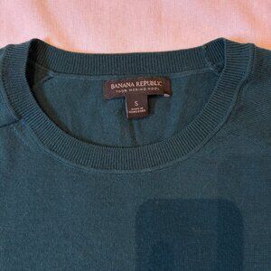 Banana Republic Size S 100% Merino Wool Teal Crewneck Sweater
